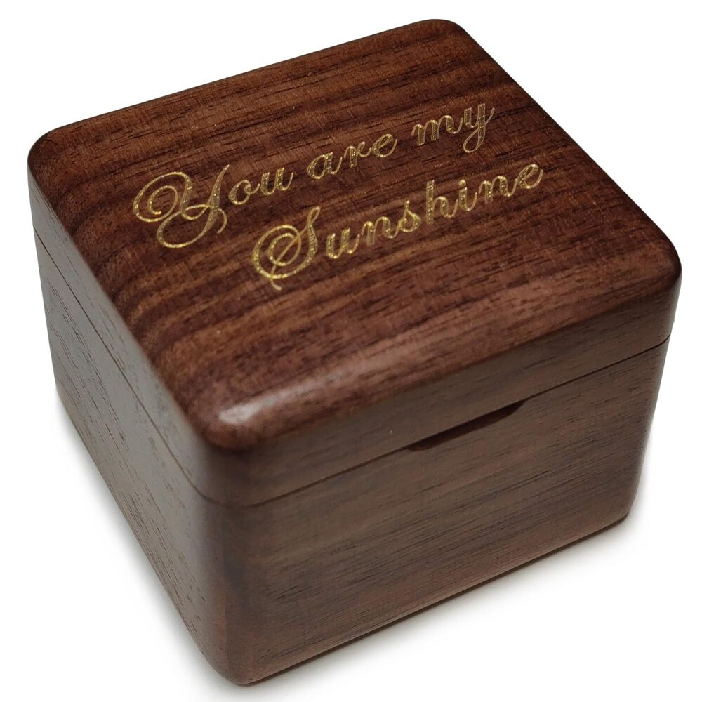 6493 Natural Solid Wood Laser Engraved You are My Sunshine Music Box, Mini